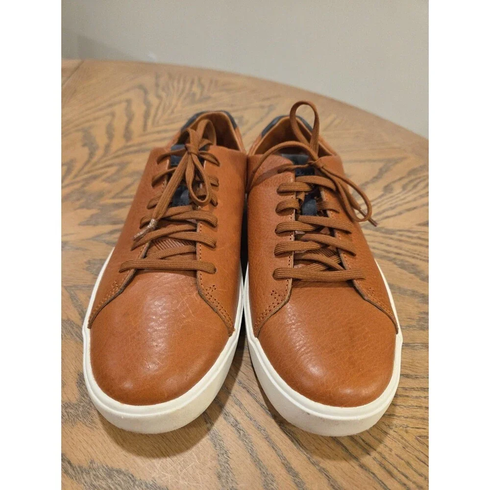 OluKai Panepo'o Sneakers Mens 7 Brown Leather Low Top Coastal Casual Comfort